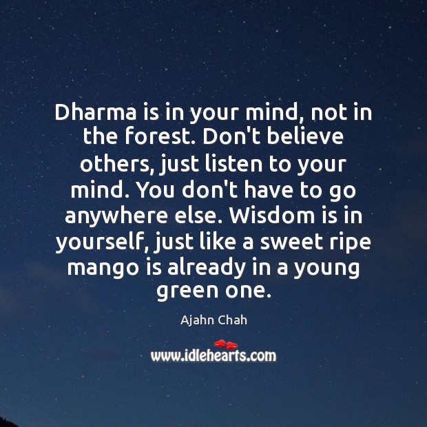 Dharma is in your mind, not in the forest. Don’t believe others, Image