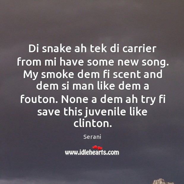 Di snake ah tek di carrier from mi have some new song. Serani Picture Quote