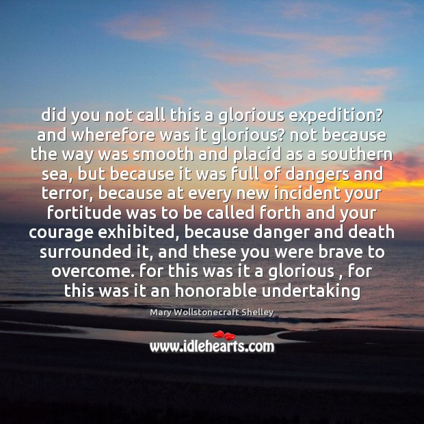 Did you not call this a glorious expedition? and wherefore was it Mary Wollstonecraft Shelley Picture Quote