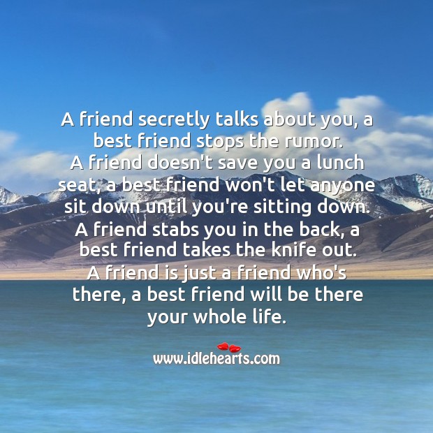 Difference between a friend and a best friend. Image