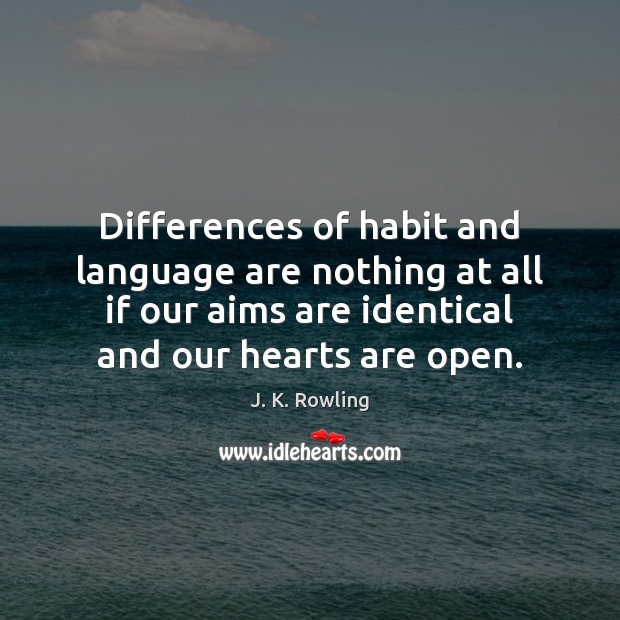 Differences of habit and language are nothing at all if our aims J. K. Rowling Picture Quote