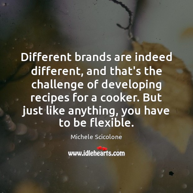 Different brands are indeed different, and that’s the challenge of developing recipes Michele Scicolone Picture Quote