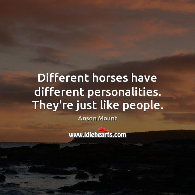 Different horses have different personalities. They’re just like people. Anson Mount Picture Quote