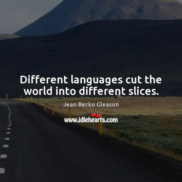 Different languages cut the world into different slices. Jean Berko Gleason Picture Quote