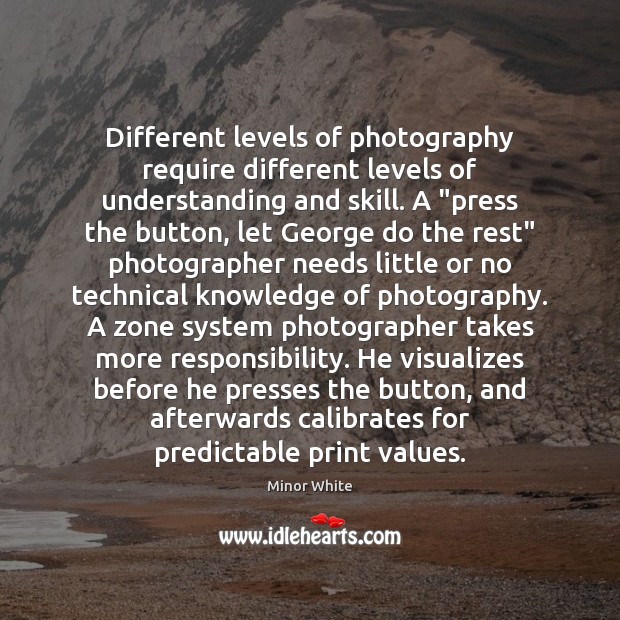 Different levels of photography require different levels of understanding and skill. A “ Image