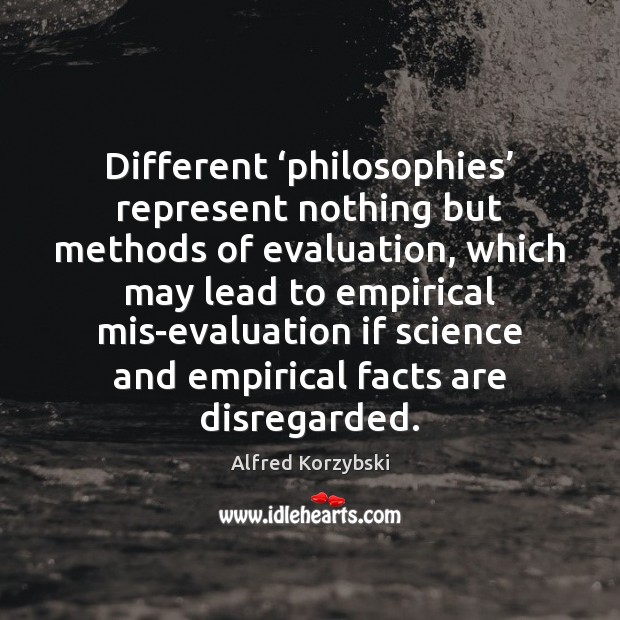 Different ‘philosophies’ represent nothing but methods of evaluation, which may lead to Image