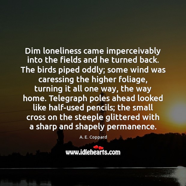 Dim loneliness came imperceivably into the fields and he turned back. The Image