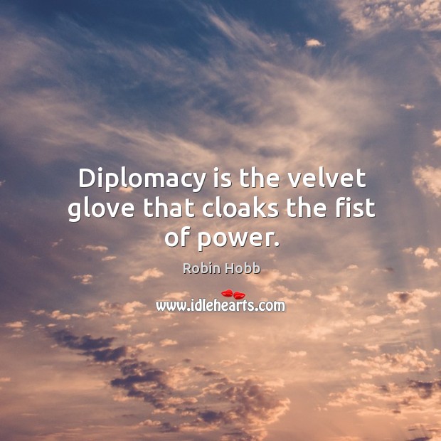 Diplomacy is the velvet glove that cloaks the fist of power. Robin Hobb Picture Quote