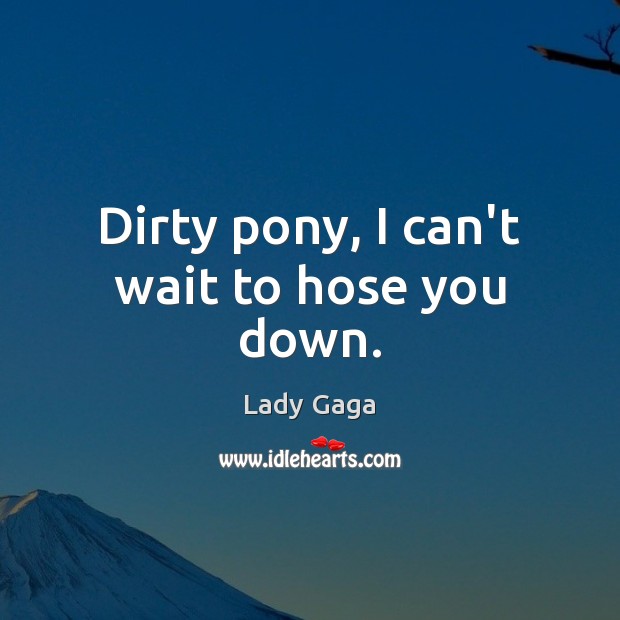 Dirty pony, I can’t wait to hose you down. Lady Gaga Picture Quote
