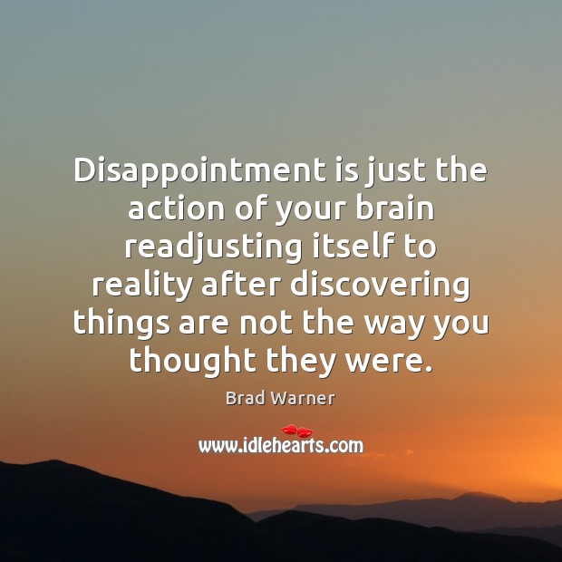 Disappointment is just the action of your brain readjusting itself to reality Brad Warner Picture Quote