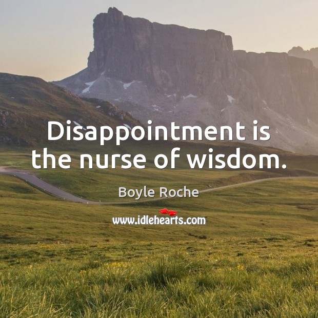 Disappointment is the nurse of wisdom. Image