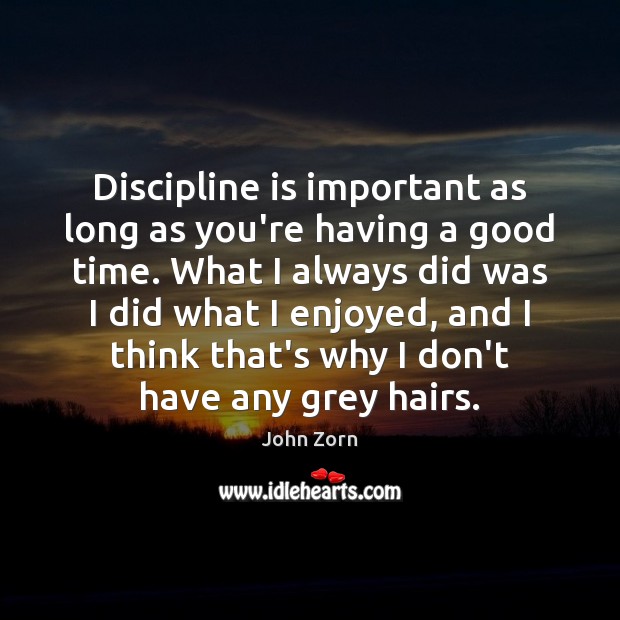 Discipline is important as long as you’re having a good time. What John Zorn Picture Quote