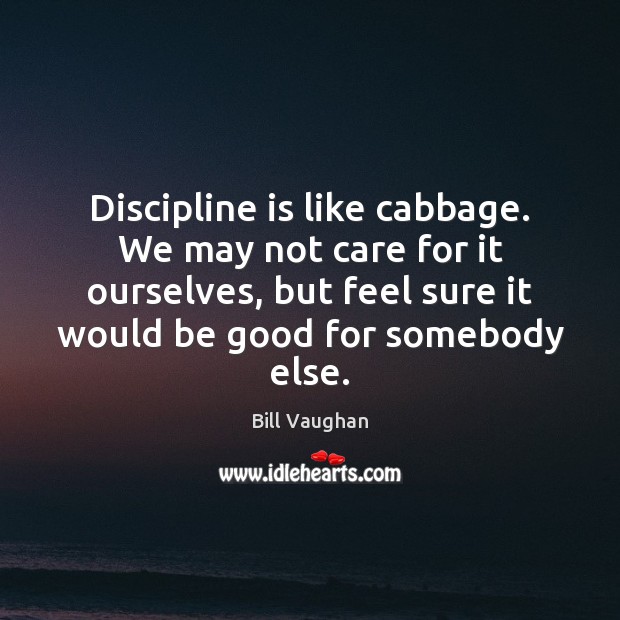 Discipline is like cabbage. We may not care for it ourselves, but Bill Vaughan Picture Quote