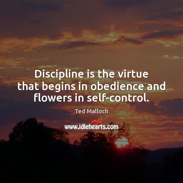 Discipline is the virtue that begins in obedience and flowers in self-control. Ted Malloch Picture Quote
