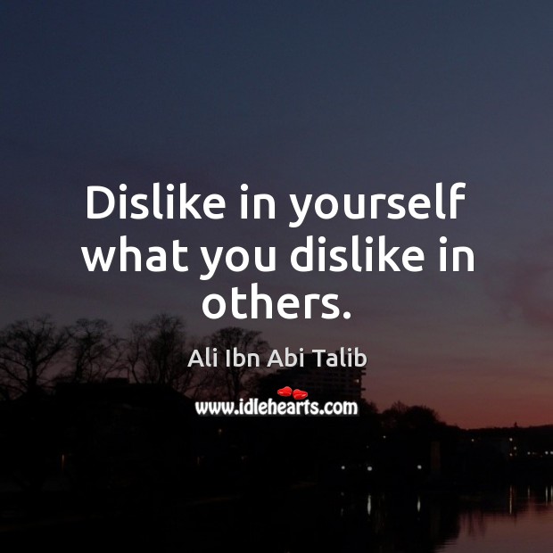 Dislike in yourself what you dislike in others. Image