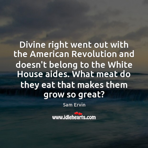 Divine right went out with the American Revolution and doesn’t belong to Sam Ervin Picture Quote