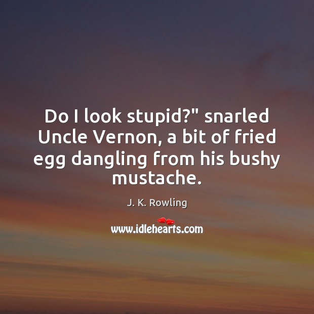 Do I look stupid?” snarled Uncle Vernon, a bit of fried egg J. K. Rowling Picture Quote