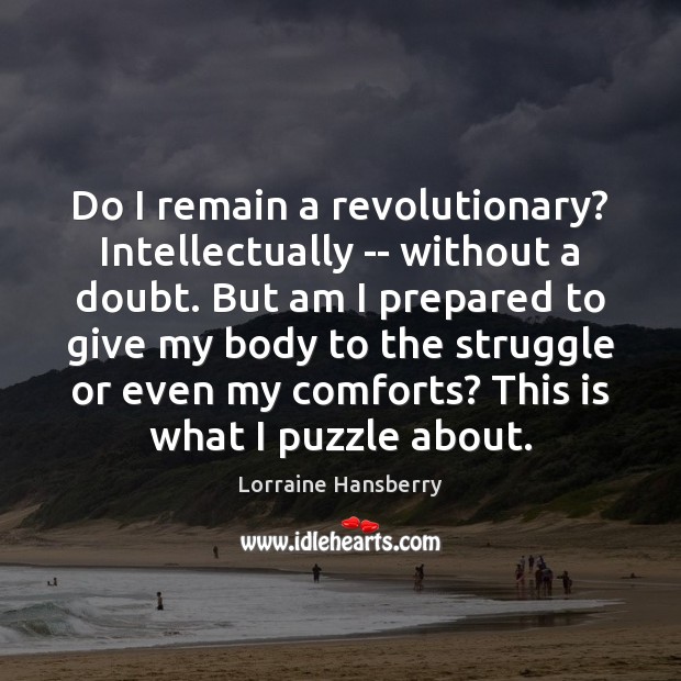 Do I remain a revolutionary? Intellectually — without a doubt. But am Lorraine Hansberry Picture Quote