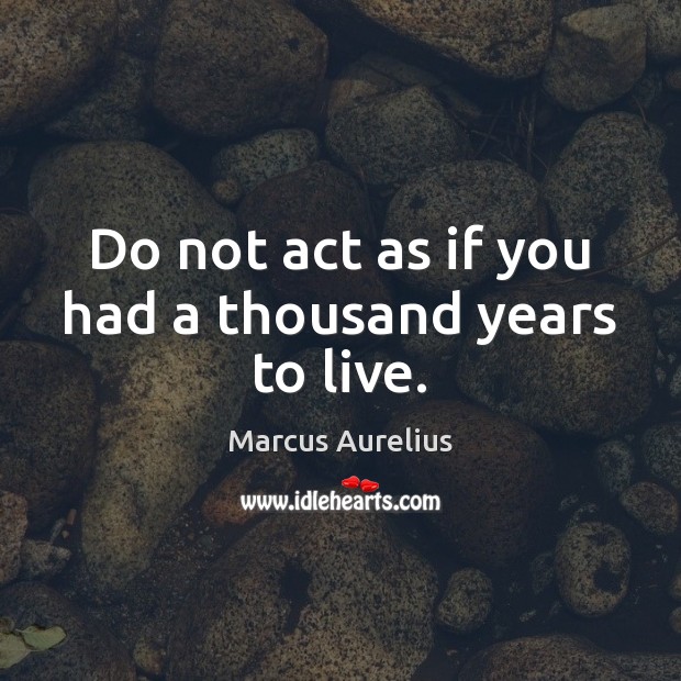Do not act as if you had a thousand years to live. Marcus Aurelius Picture Quote