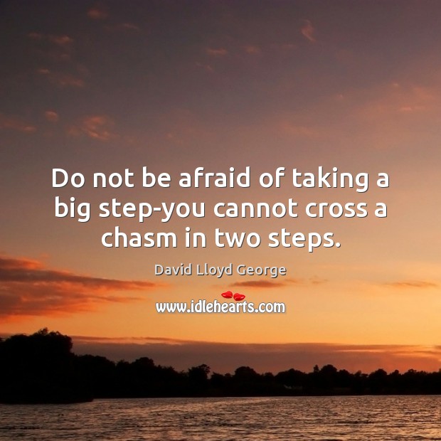Do not be afraid of taking a big step-you cannot cross a chasm in two steps. Image
