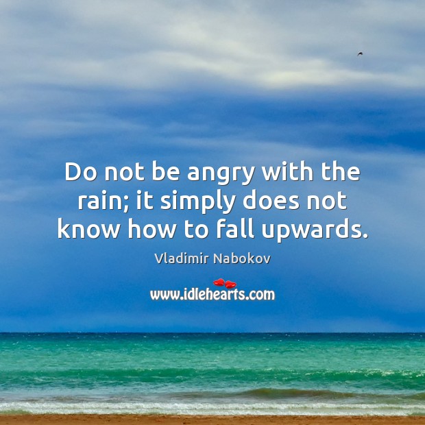 Do not be angry with the rain; it simply does not know how to fall upwards. Image