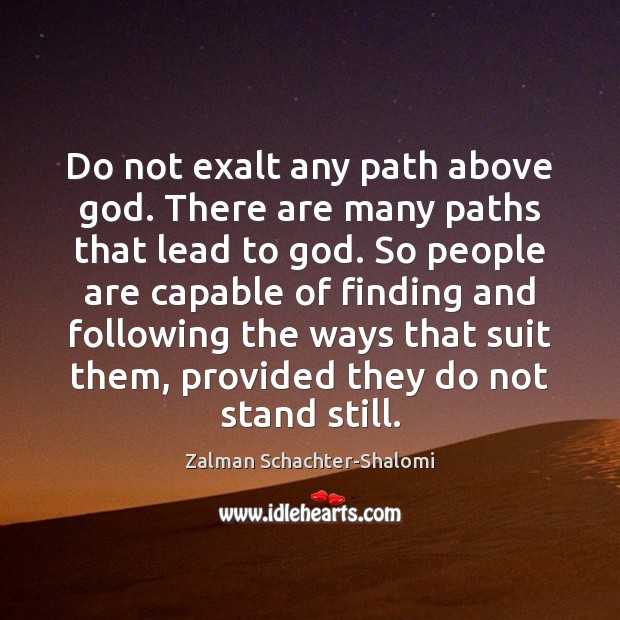 Do not exalt any path above God. There are many paths that Zalman Schachter-Shalomi Picture Quote