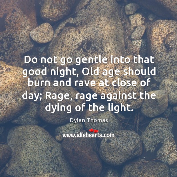 Do not go gentle into that good night, old age should burn and rave at close of day Image