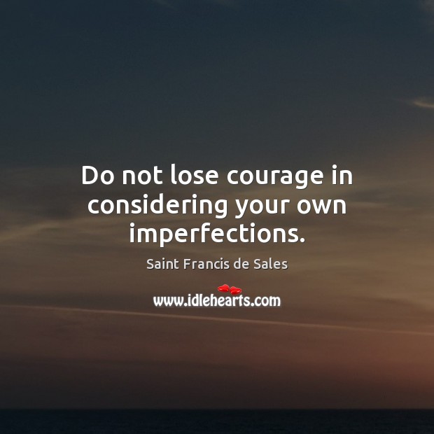 Do not lose courage in considering your own imperfections. Saint Francis de Sales Picture Quote