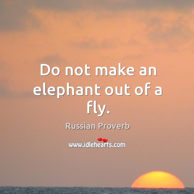 Do not make an elephant out of a fly. Image