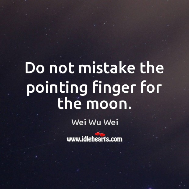 Do not mistake the pointing finger for the moon. Wei Wu Wei Picture Quote