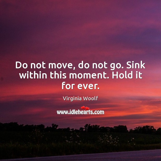 Do not move, do not go. Sink within this moment. Hold it for ever. Virginia Woolf Picture Quote
