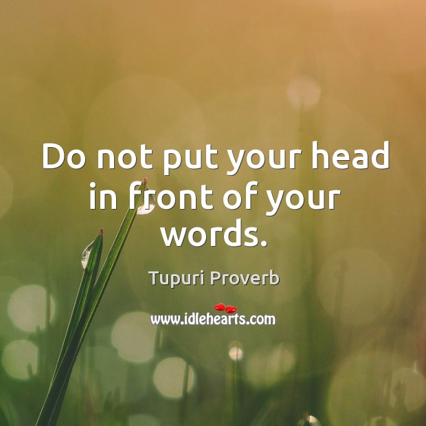 Do not put your head in front of your words. Tupuri Proverbs Image