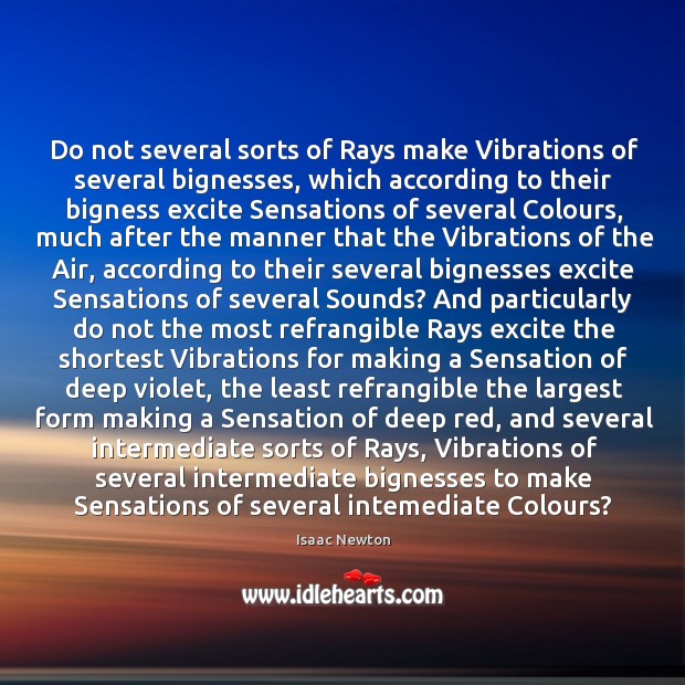 Do not several sorts of Rays make Vibrations of several bignesses, which Image