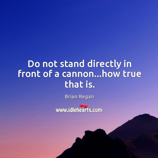 Do not stand directly in front of a cannon…how true that is. Brian Regan Picture Quote