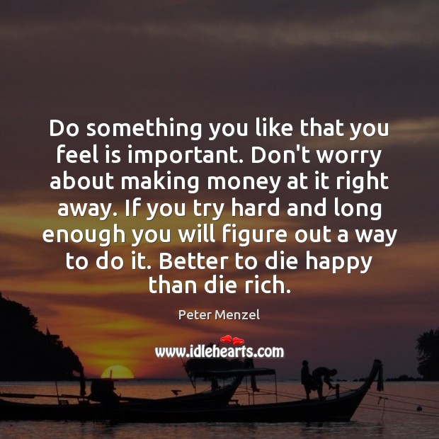 Do something you like that you feel is important. Don’t worry about Peter Menzel Picture Quote