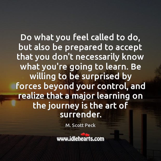 Do what you feel called to do, but also be prepared to M. Scott Peck Picture Quote