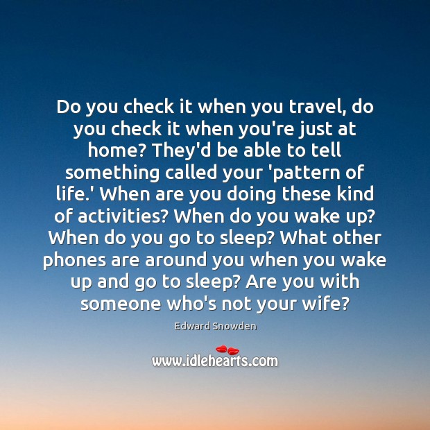 Do you check it when you travel, do you check it when Edward Snowden Picture Quote