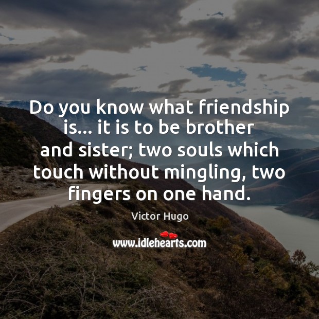 Do you know what friendship is… it is to be brother and Victor Hugo Picture Quote
