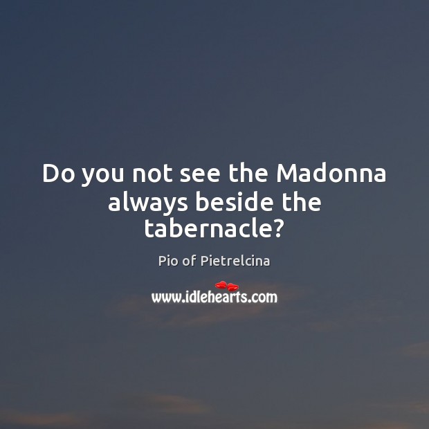 Do you not see the Madonna always beside the tabernacle? Pio of Pietrelcina Picture Quote