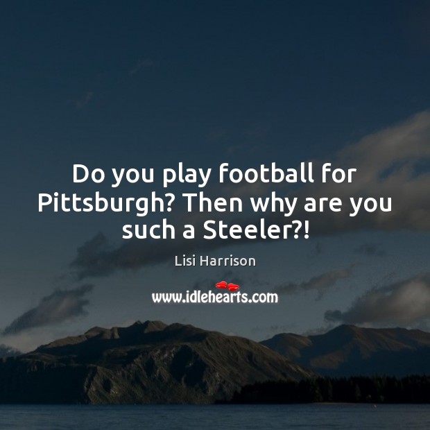 Do you play football for Pittsburgh? Then why are you such a Steeler?! 