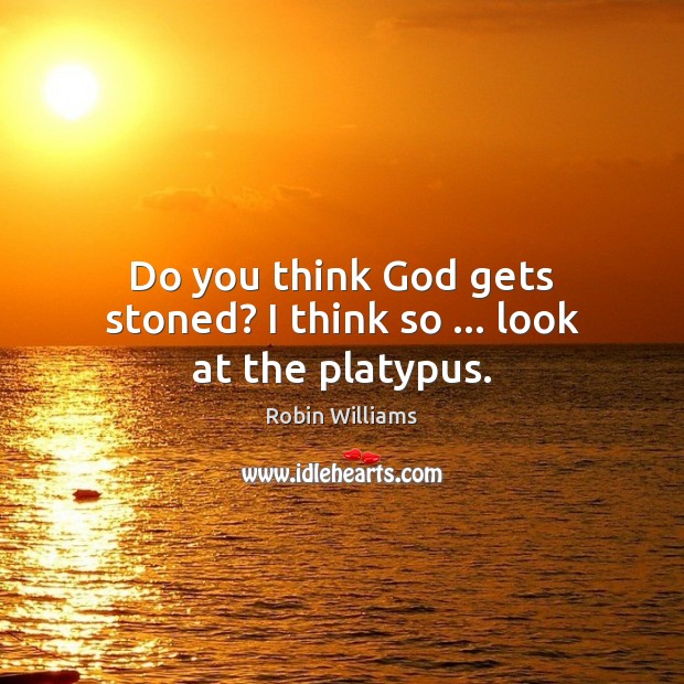 Do you think God gets stoned? I think so … look at the platypus. Robin Williams Picture Quote