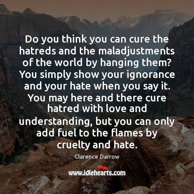 Do you think you can cure the hatreds and the maladjustments of Clarence Darrow Picture Quote