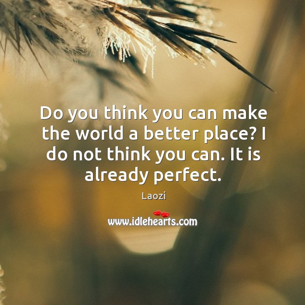 Do you think you can make the world a better place? I Laozi Picture Quote