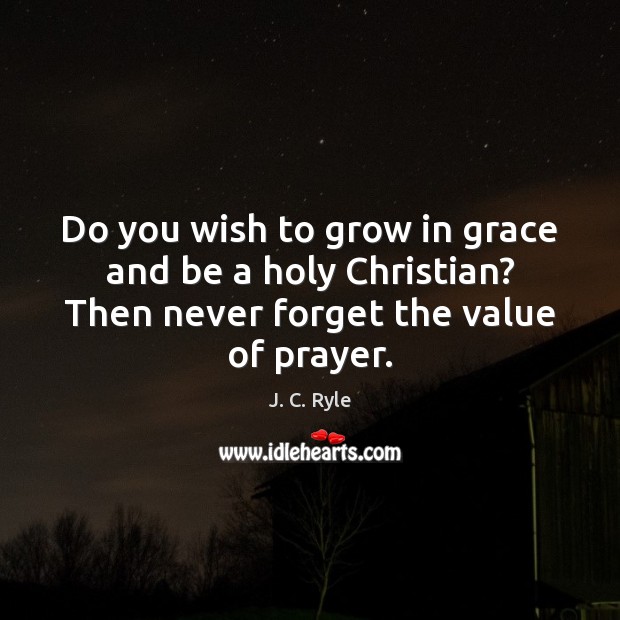Do you wish to grow in grace and be a holy Christian? Value Quotes Image