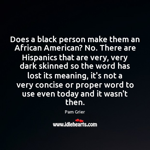 Does a black person make them an African American? No. There are Pam Grier Picture Quote