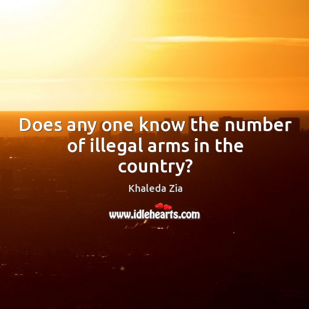 Does any one know the number of illegal arms in the country? Khaleda Zia Picture Quote