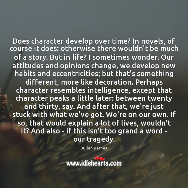 Does character develop over time? In novels, of course it does: otherwise Julian Barnes Picture Quote
