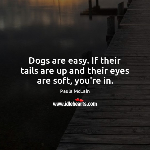 Dogs are easy. If their tails are up and their eyes are soft, you’re in. Image