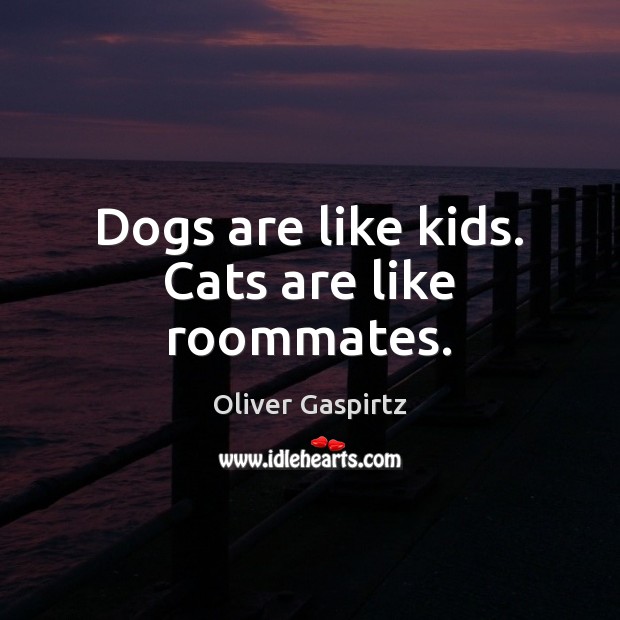 Dogs are like kids. Cats are like roommates. Oliver Gaspirtz Picture Quote