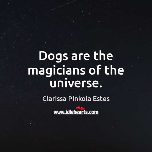 Dogs are the magicians of the universe. Clarissa Pinkola Estes Picture Quote